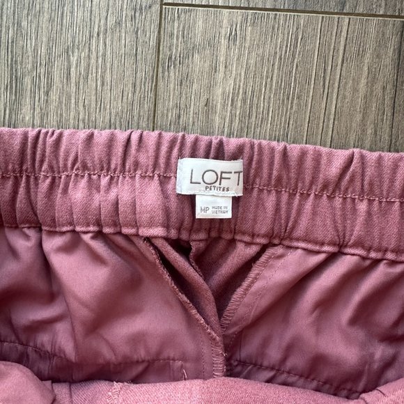 LOFT, Medium Pink Pull On Taper Pants in Brushed Flannel - Picture 5 of 5